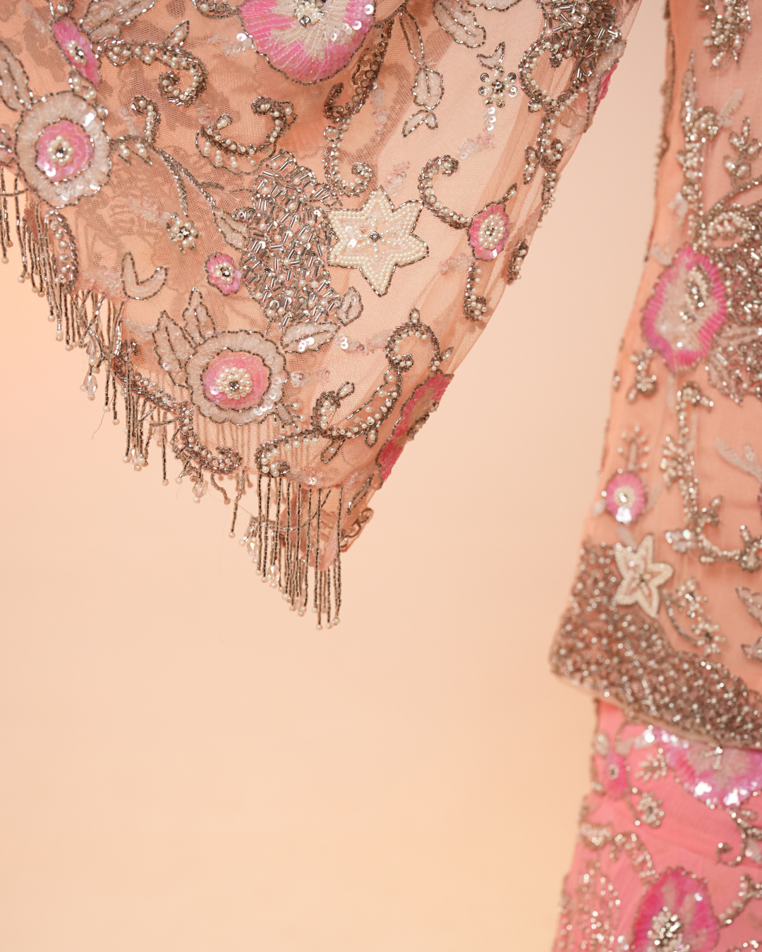 HEAVY EMBEDDED PINK GHARARA