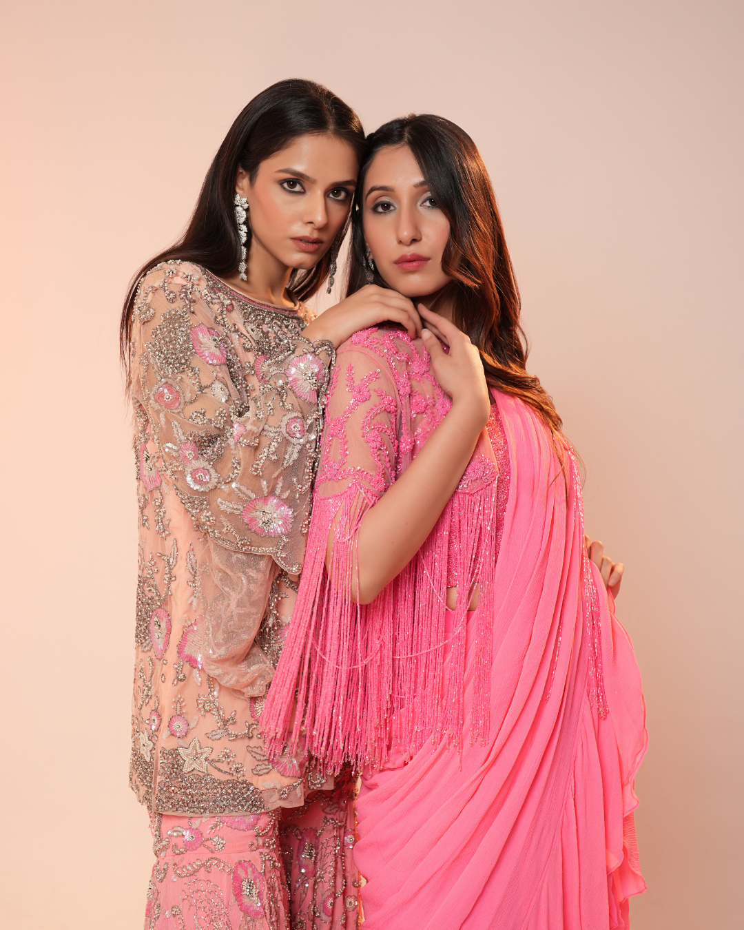 HEAVY EMBEDDED PINK GHARARA