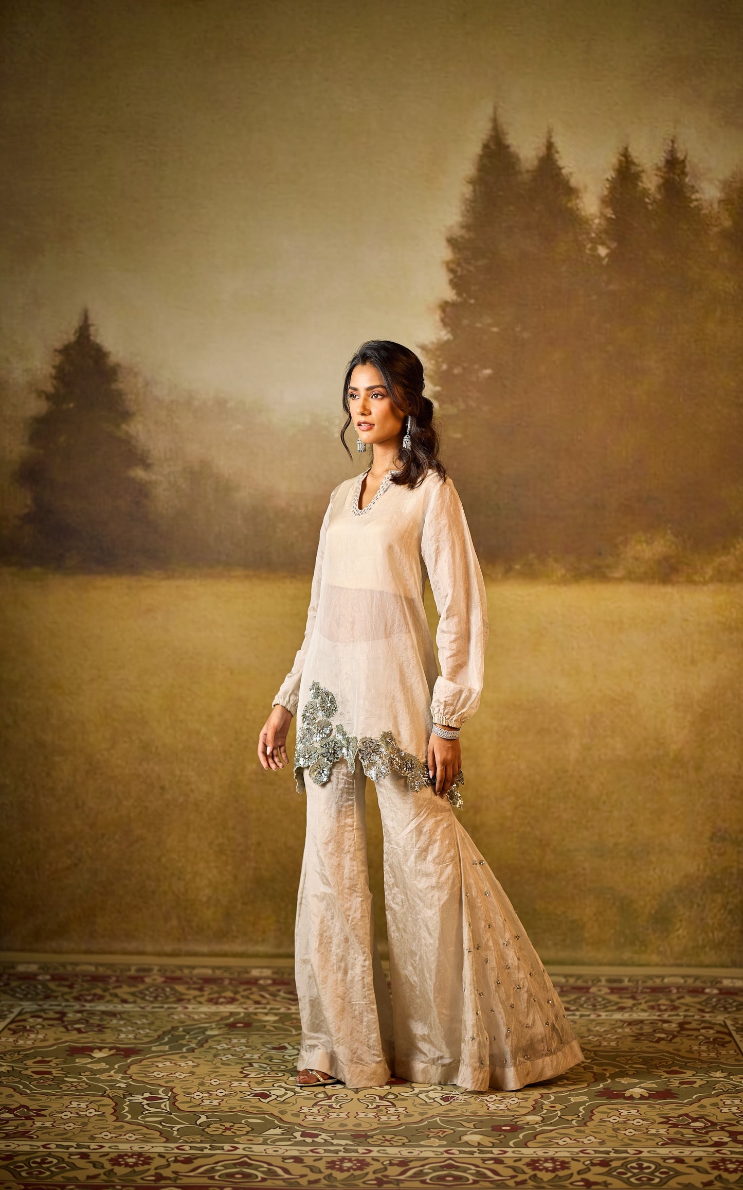 Shaam Draped Shrarara Set