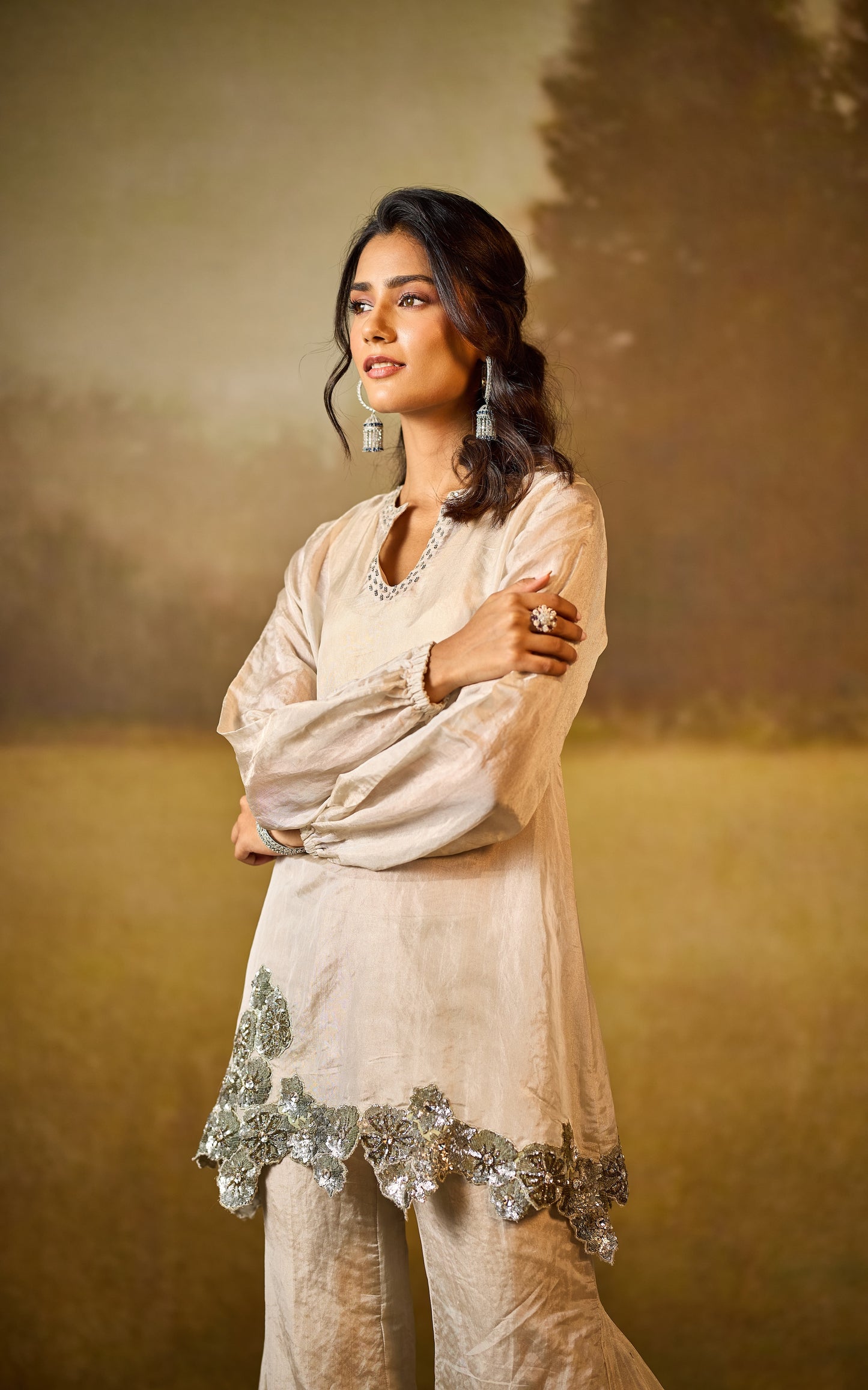 Shaam Draped Shrarara Set