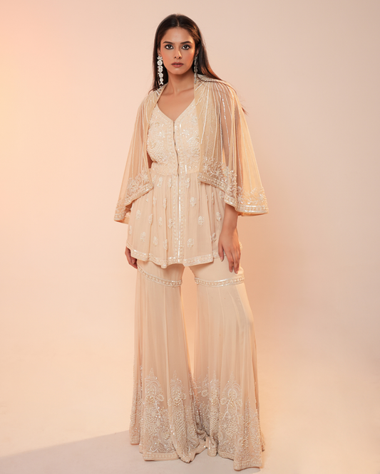GHARARA WITH PEPLUM TOP