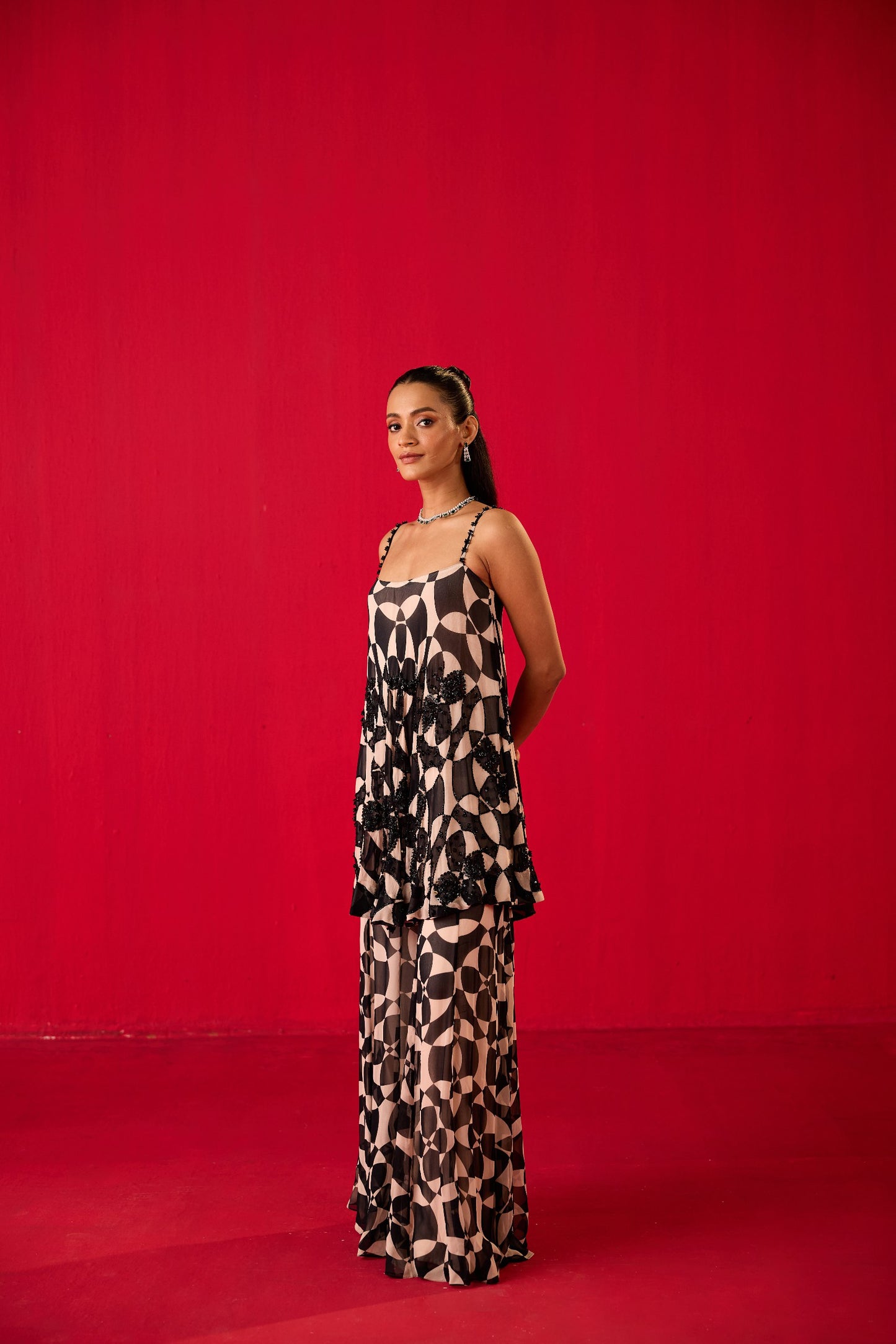SHARARA WITH NOODLE STRAP TOP