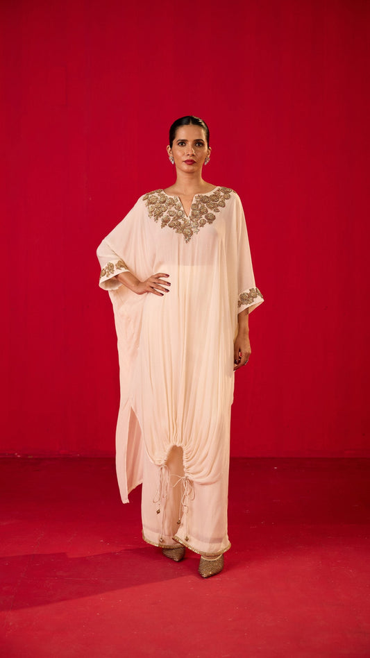 OFF WHITE LONG KURTA WITH TROUSERS